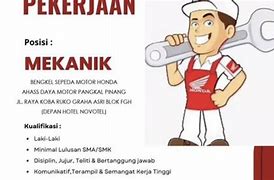 Loker Mekanik Honda Mobil Terbaru